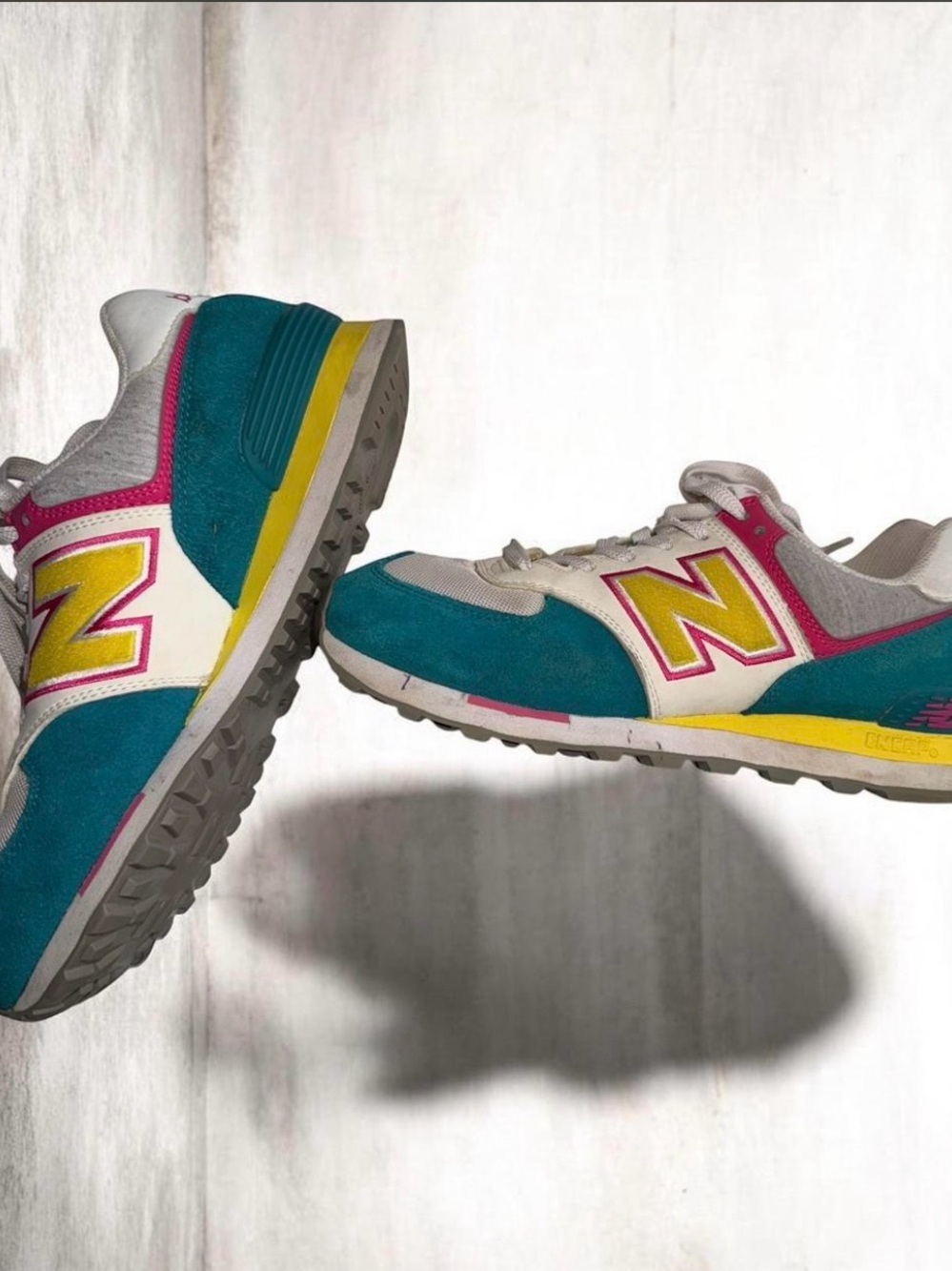 New Balance Teal Pink Yellow Retro Runner Sneakers